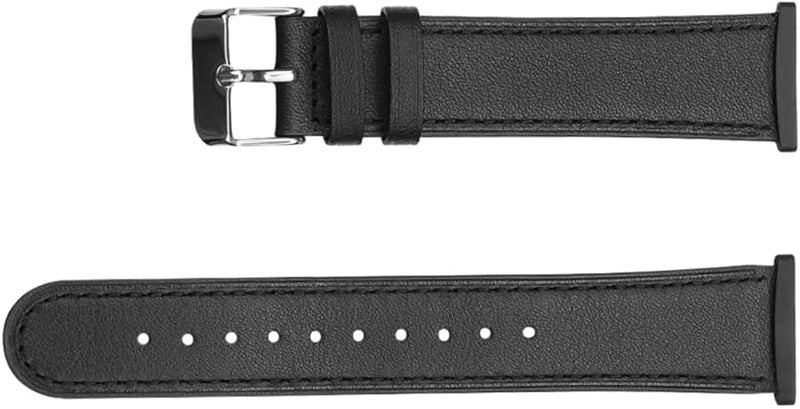 Black Genuine Leather Vintage Watch Strap Compatible with Fitbit Durable Comfortable Wristband for Men and Women - Image 1